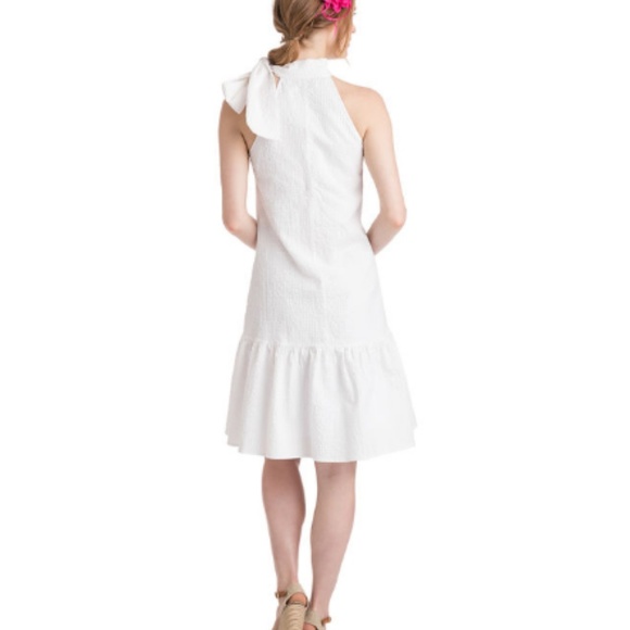 Vineyard Vines Seersucker Flounce Tie Neck Dress - Picture 2 of 6